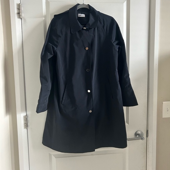 Jane Post Black Long Hooded Rain Coat Size L - Picture 2 of 7